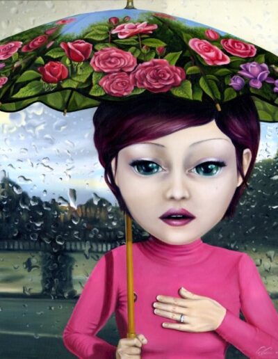#umbrellagirl #oilpainting #contemporyart #popsurrealism #lowbrow #surrealism #irishart #irishartist #galwayartist #rosemaryfallon